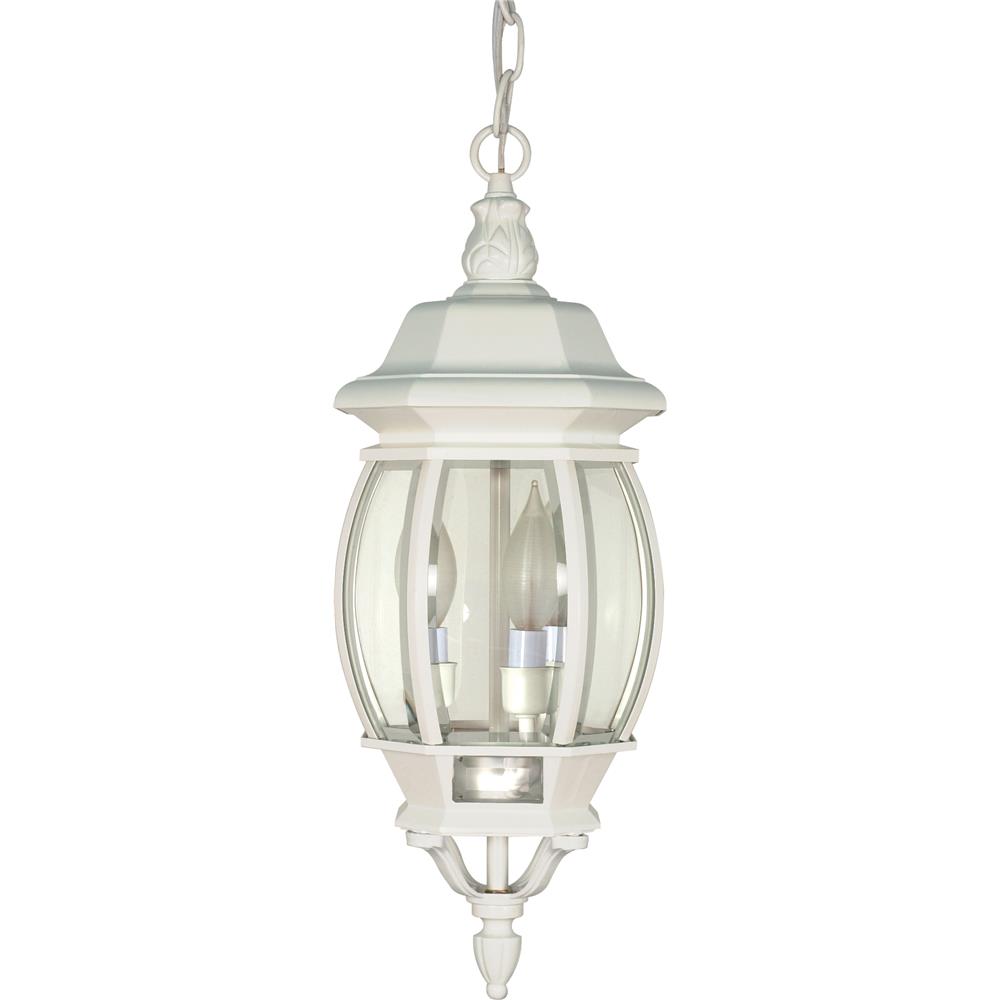 Nuvo Lighting 60/894  Central Park - 3 Light - 20" - Hanging Lantern with Clear Beveled Glass in White Finish